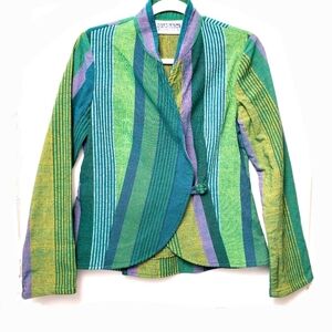 Guga Art To Wear Handwoven Cotton Multicolor Jacket Made in the Isle of Skye S